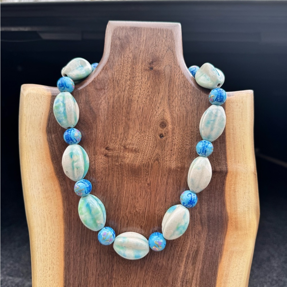 Handmade Ceramic Hand Painted Chunky Statement Necklace